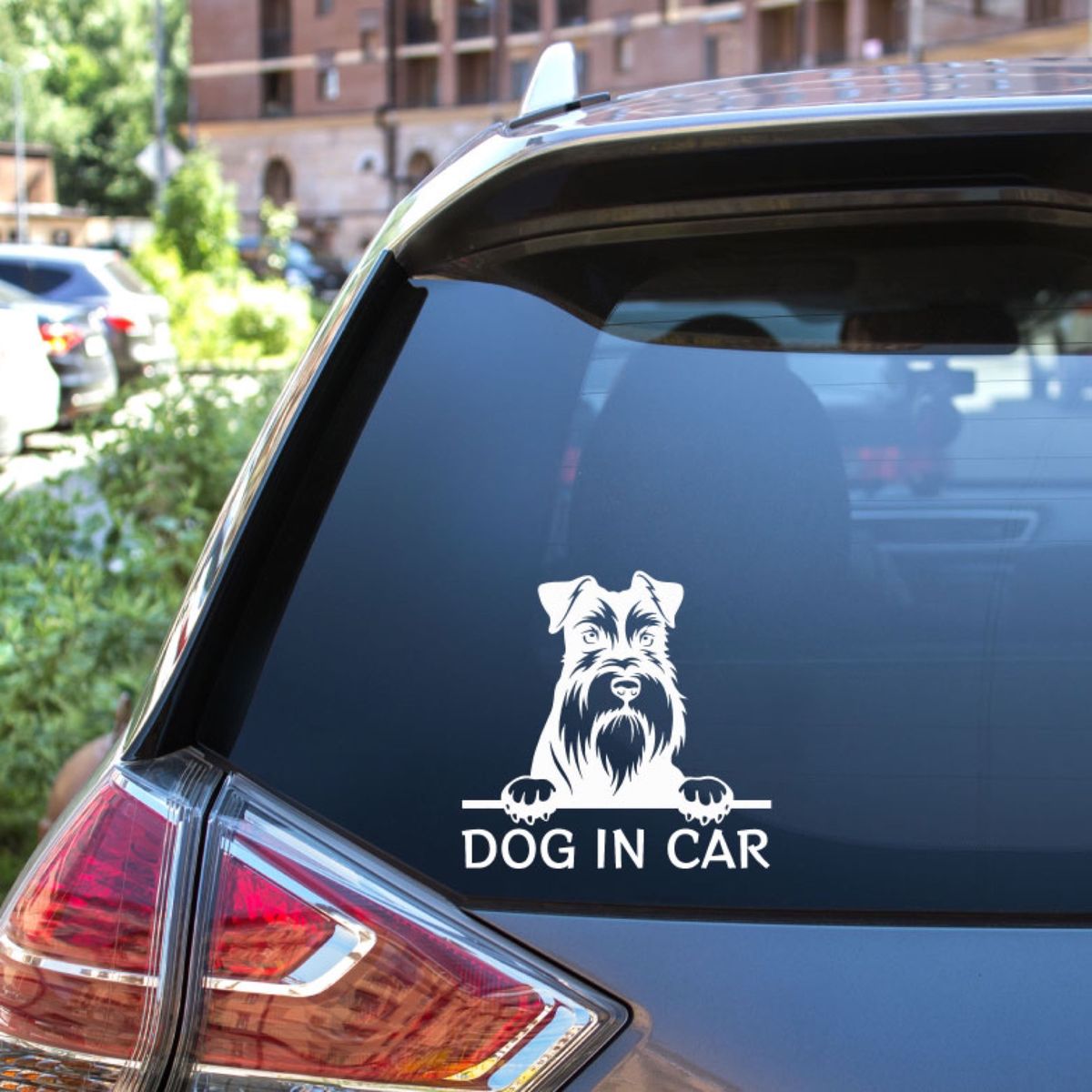 カッティングステッカー DOG IN CAR ミニチュアシュナウザー 白