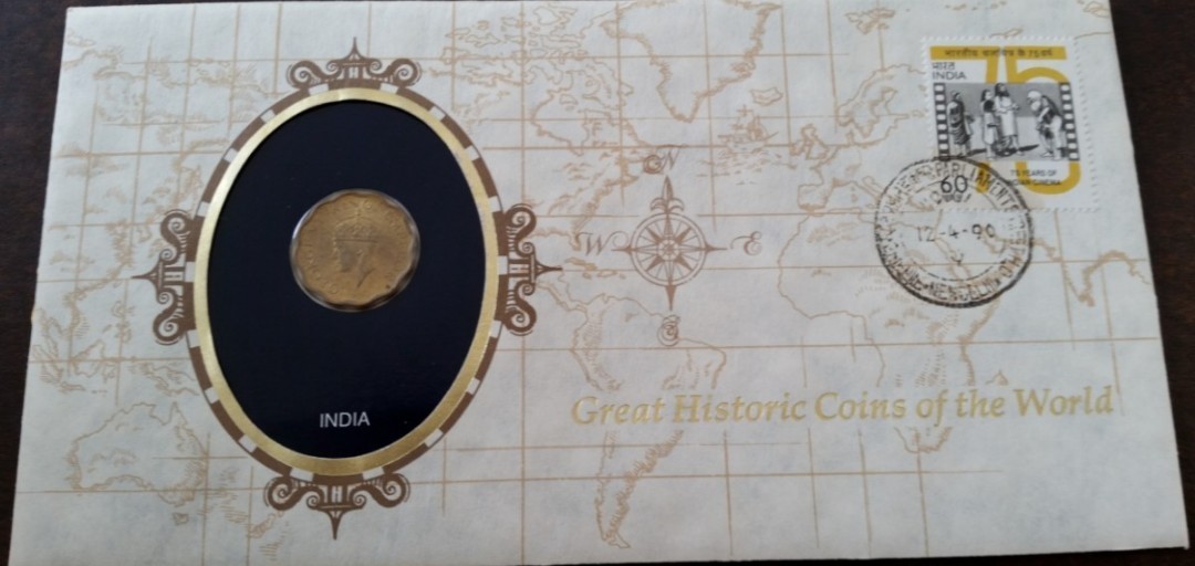 ☆未開封 1944年 インド 1アナ貨 フランクリンミント「世界の偉大な歴史的コイン」シリーズ☆_画像1