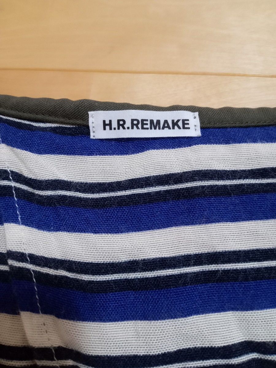 H.R.REMAKE　半袖　カーキ　ノーカラー　ジャケット