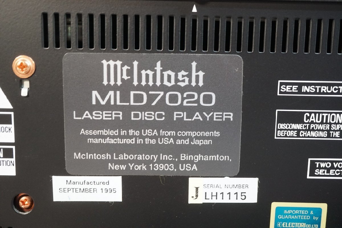 [NZ] [S313017] McIntosh マッキントッシュ MLD7020 LDプレーヤー LASER DISC PLAYER レーザーディスクプレーヤー 取扱説明書付き_画像7