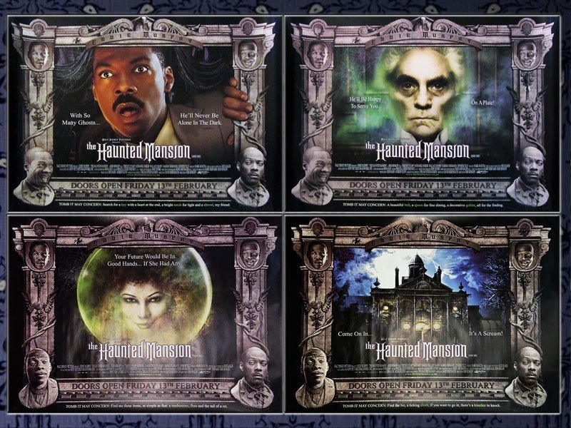 ホーンテッドマンション/エディ・マーフィー主演映画イギリス版クワッドポスター4種セット/Haunted Mansion/ディズニー/マダムレオタ_画像1