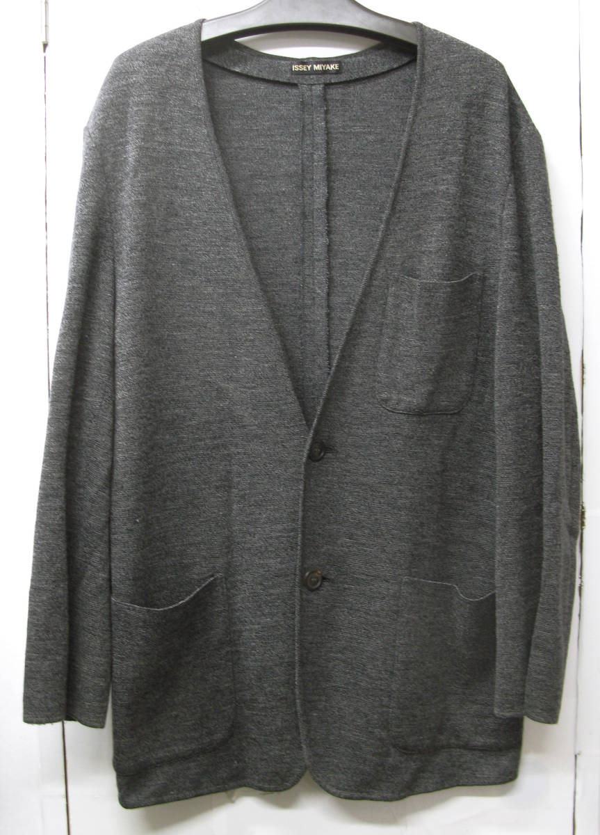 イッセイミヤケ メンズ ニット ジャケット グレー M （ ヴィンテージ アーカイブ ISSEY MIYAKE MEN Vintage Knit Jacket Gray M
