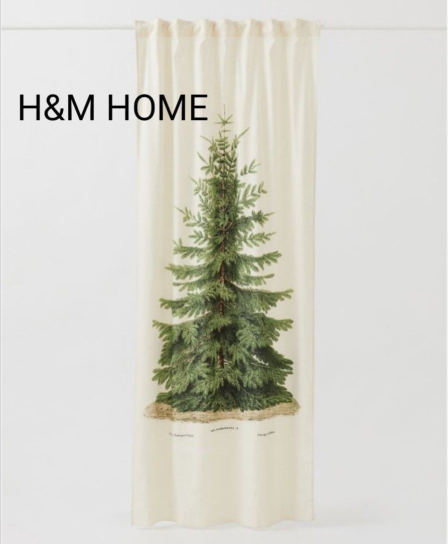 新品未開封H&M HOMEプリントマルチウェイカーテンもみの木クリスマス