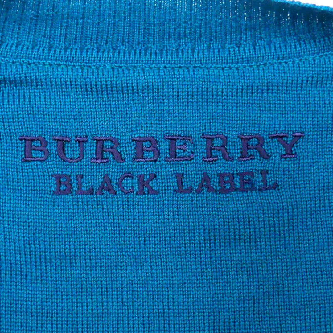 即決★BURBERRY BLACK LABEL★メンズM 廃版 カーディガン ニット セーター バーバリーブラックレーベル 2 青 ウール 刺繍_画像8