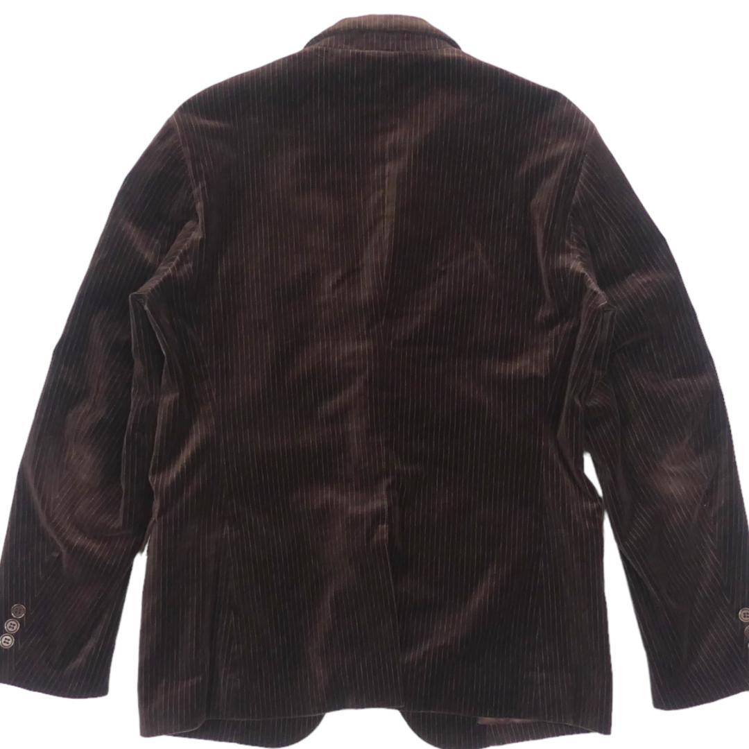 即決★Paul Smith★メンズL テーラードジャケット ポールスミス 茶 ベロア ストライプ ブレザー スーツ 上着 アウター_画像2