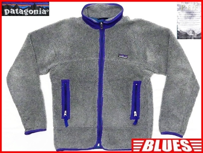 即決★米国製 Patagonia★メンズS ビンテージ古着 レトロパイルジャケット パタゴニア 90s グレー フリース 雪なしタグ アメリカ製_画像1