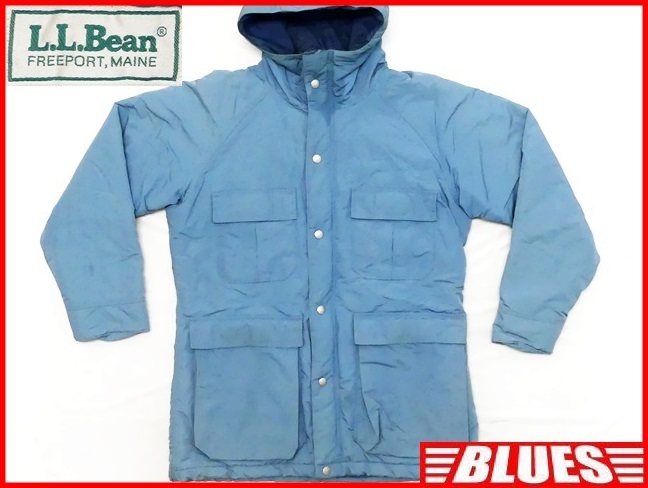 即決★米国製 L.L.Bean★レディースS ビンテージ古着 中綿ジャンパー エルエルビーン 水色 ブルー 80s メンズS位 アウトドア コート 登山_画像1