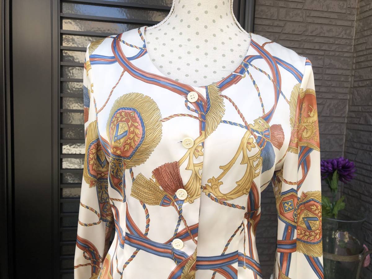  elegant рисунок блуза & держатель шея One-piece ансамбль Bubble костюм прекрасный товар Showa Retro M стоимость доставки 230 иен 