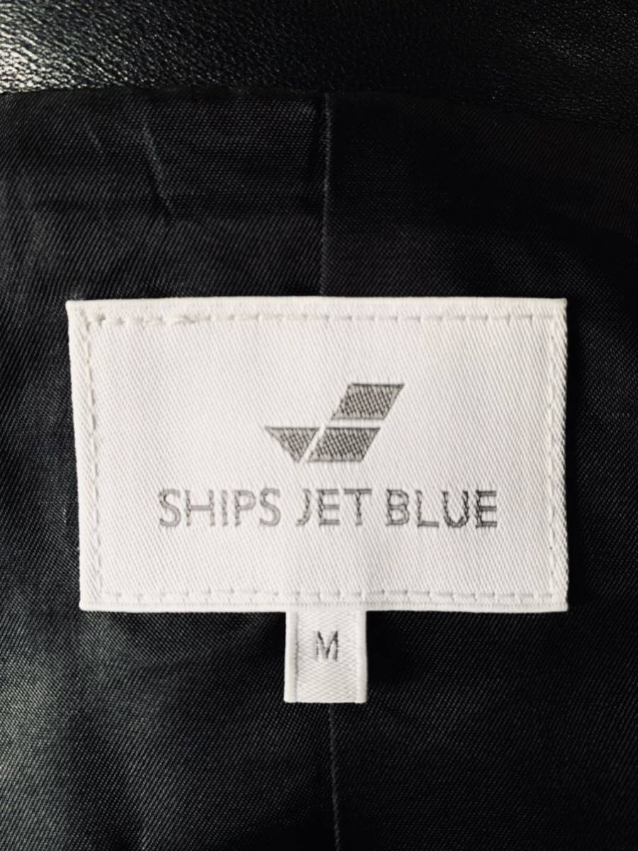 正規品 美品 SHIPS JET BLUE /シップスジェットブルー（羊革）シープスキン ラムレザー ダブルライダース M 黒 ルイスレザー タイプ_画像5
