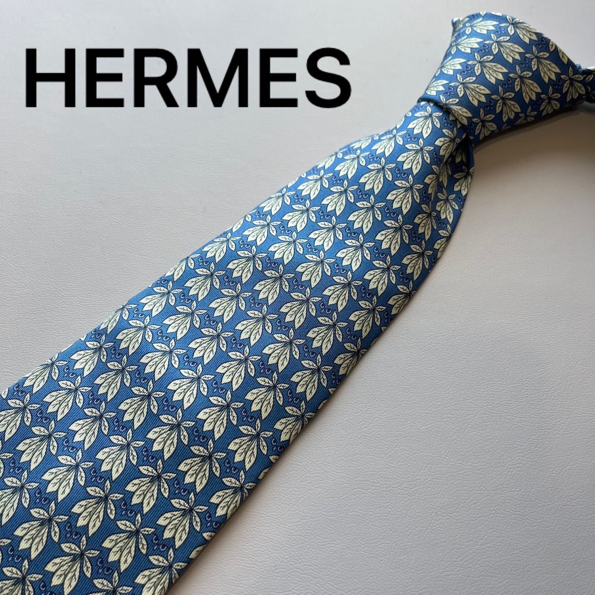 美品】HERMES エルメス ネクタイ 隠れフクロウ シルク100% ブルー