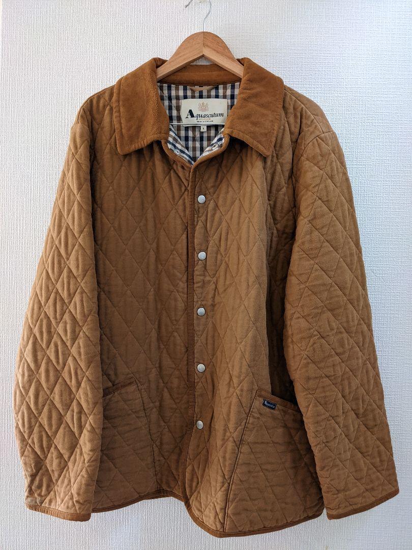 新品入荷 L キルトジャケット Aquascutum 80s ブラウン UK アクア