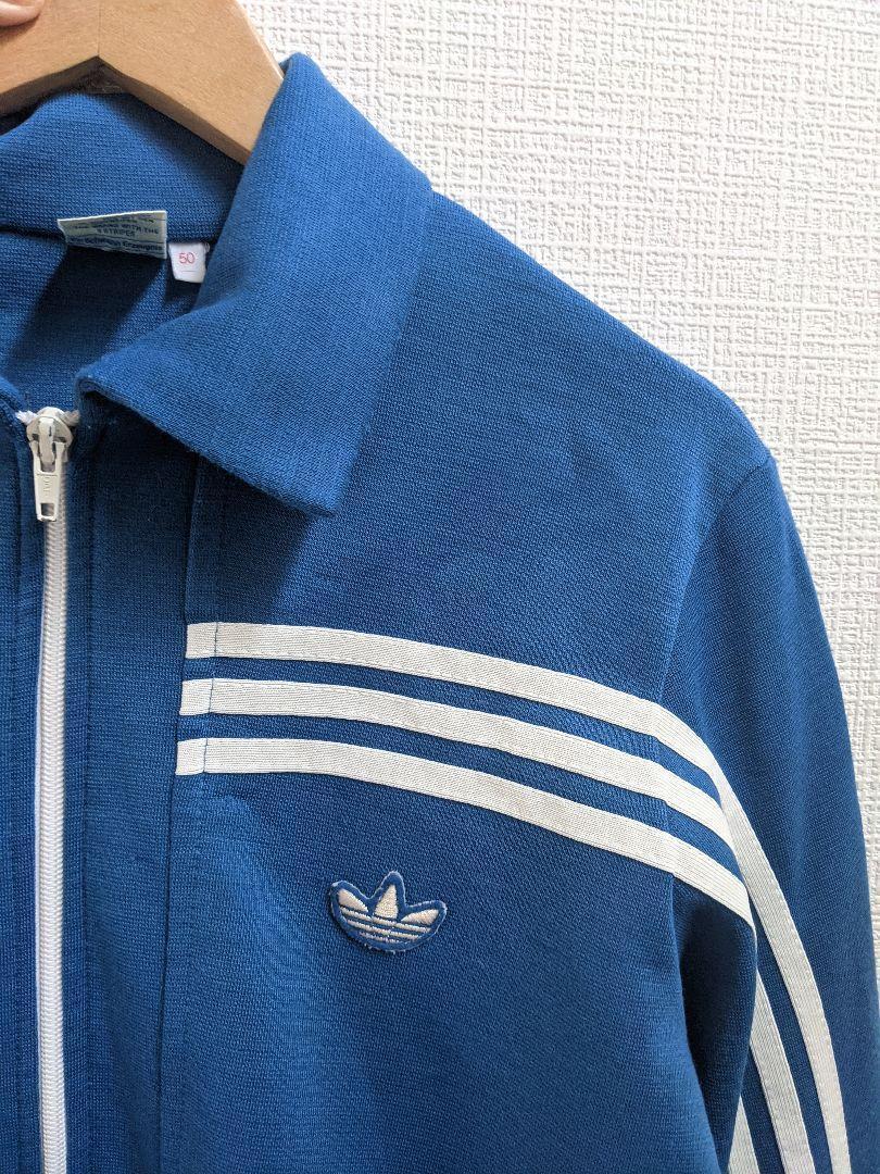 極美品】ADIDAS 西ドイツ製 ガイコツジャージ 青 ヴィンテージ-