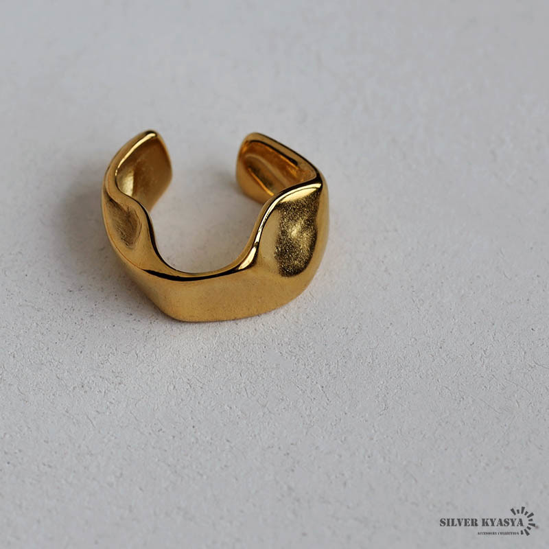  hammer eyes earcuff stainless steel 18K GP 18 gold men's Gold nyu Anne s simple metal allergy correspondence one-side ear 1 point 