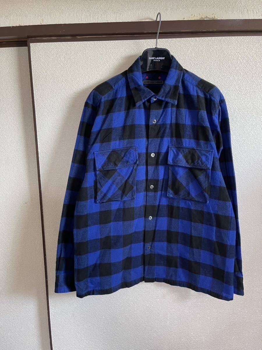 【即決】【レターパックプラス対応】 SOPHNET ソフネット DOUBLE POCKET BIG SHIRT チェックシャツ 長袖 BLUE ブルー 青色 即決早い者勝ち_画像2