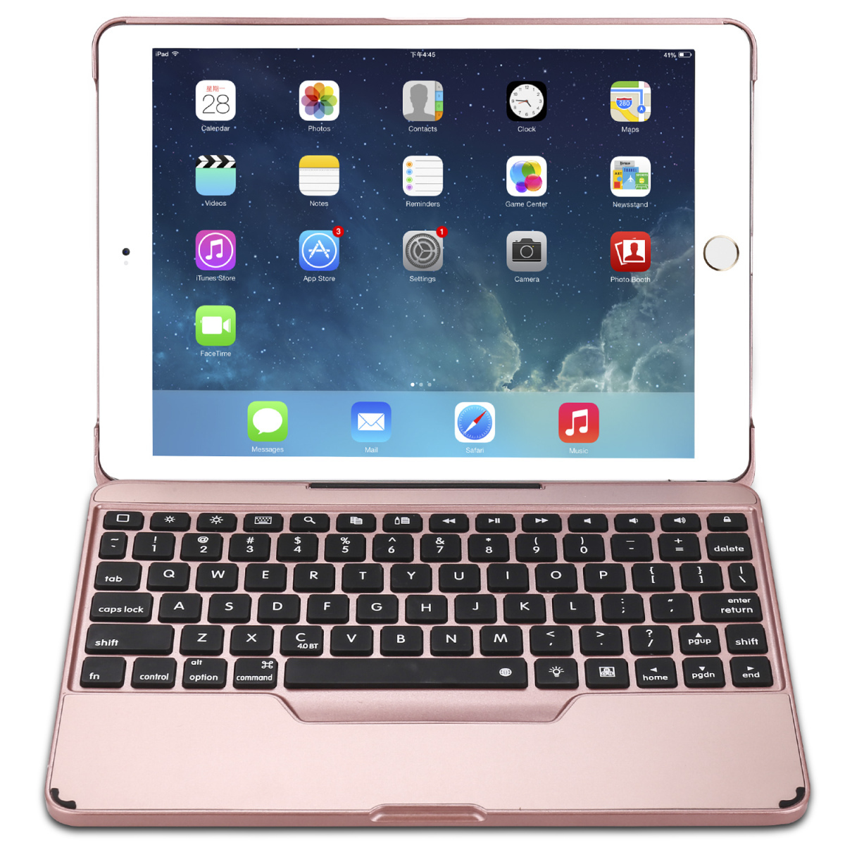 F611 iPad 9.7インチ/Air/Air2/Pro9.7用Bluetoothワイヤレス キーボード ケース 分離 合体両用 ノートブック風 ローズゴールド_画像6