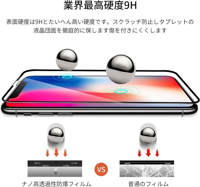 iPhone 11/XR 6.1inch用5D 液晶フィルム高透過性 耐衝撃 硬度9H 極薄0.3mmラウンドエッジ加工 指紋、汚れ、飛散防止 黒_画像9