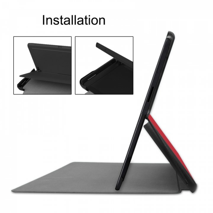 Surface Pro 9 2022年版用 PUレザー スマート ケース スタンド 保護ケース スタンド スマートキーボード対応 グレー_画像4