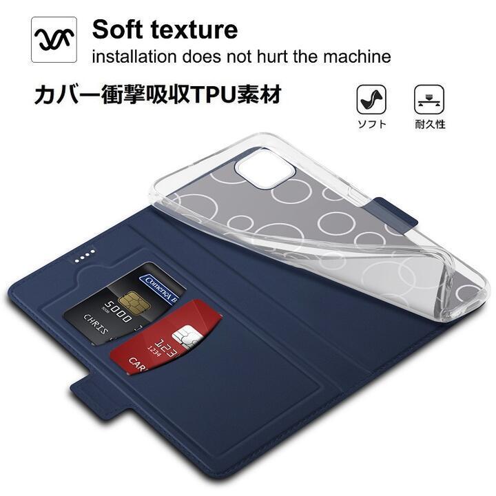 iPhone 11Pro Max6.5インチ用PUレザーTPU手帳型 フリップケース スタンド機能 マグネット付 カード入れ付 濃紺の画像9