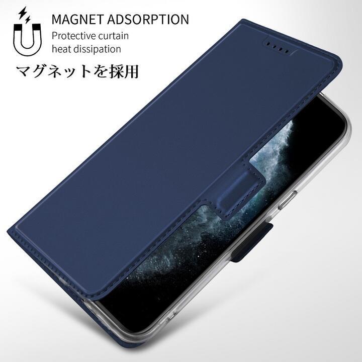 iPhone 11Pro Max6.5インチ用PUレザーTPU手帳型 フリップケース スタンド機能 マグネット付 カード入れ付 濃紺の画像8