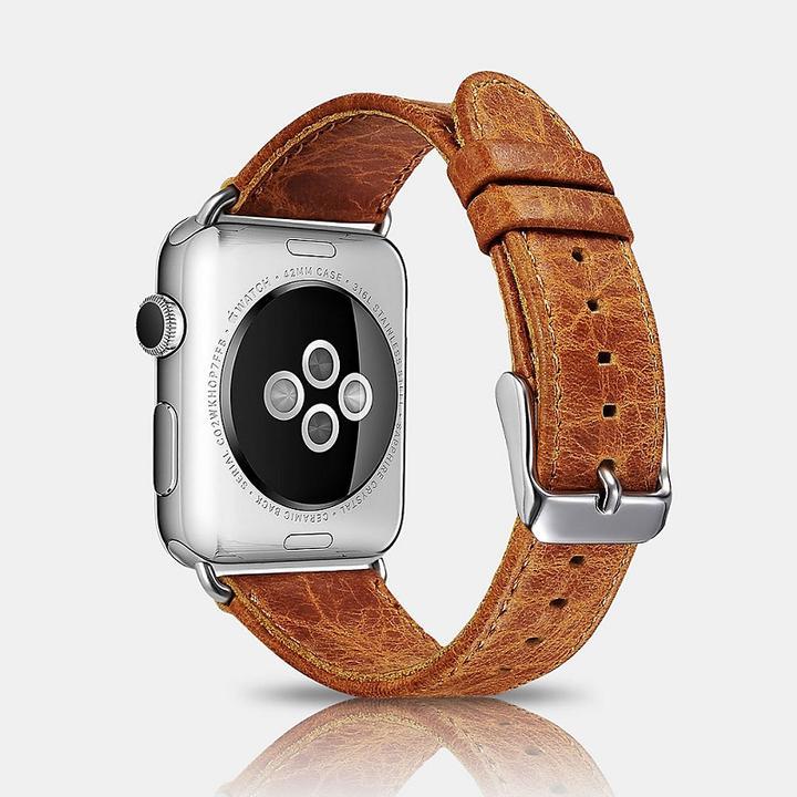 アウトレット iCARER Apple Watch用 牛革 本革 クラシック ビンテージ レザー ウォッチ バンド ベルト 38mm(40mm) オレンジ_画像8