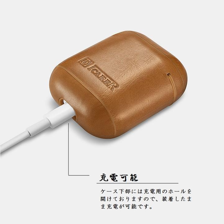 【正規品】iCARER アップル AirPods 用 本革 ビンテージレザー 保護ケース ハンドスピナ セットしたまま充電可能 レッド_画像10