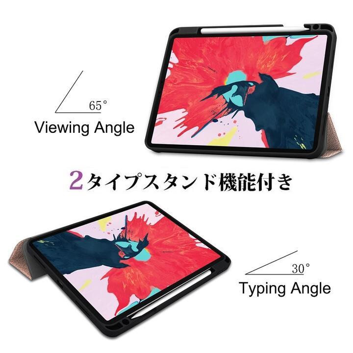 iPad Pro11インチ 第3世代/第4世代2022/2021用 PUレザー TPU スマート カバーケース 自動休眠機能 ペンシル収納 レッドの画像3