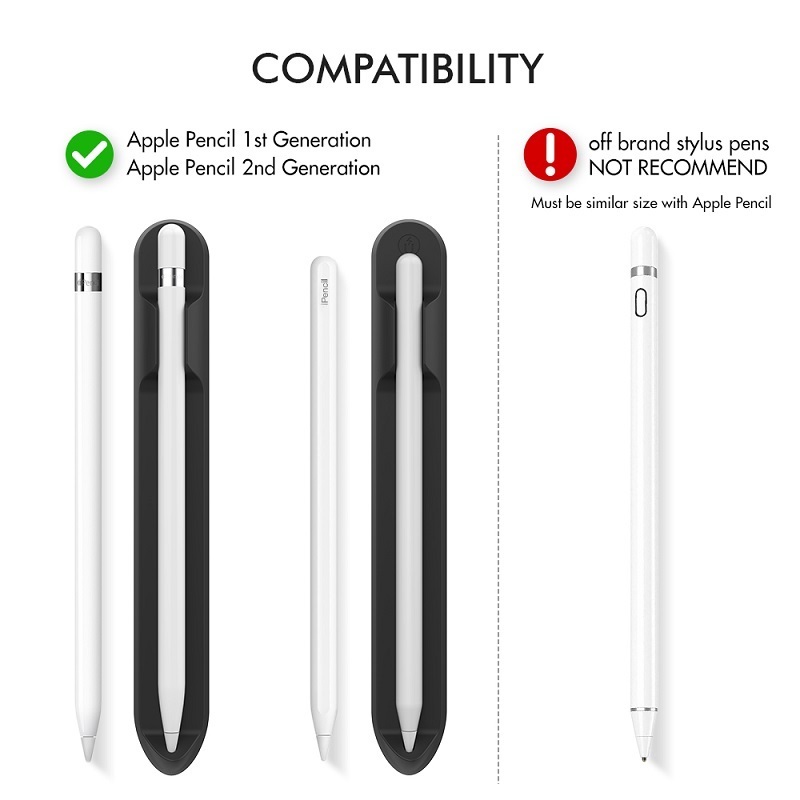 AHAStyle Apple Pencil 第1/2世代 用 マグネット吸着型 シリコン ホルダー カバー アイパッド本体やカバーに吸着 黒_画像2