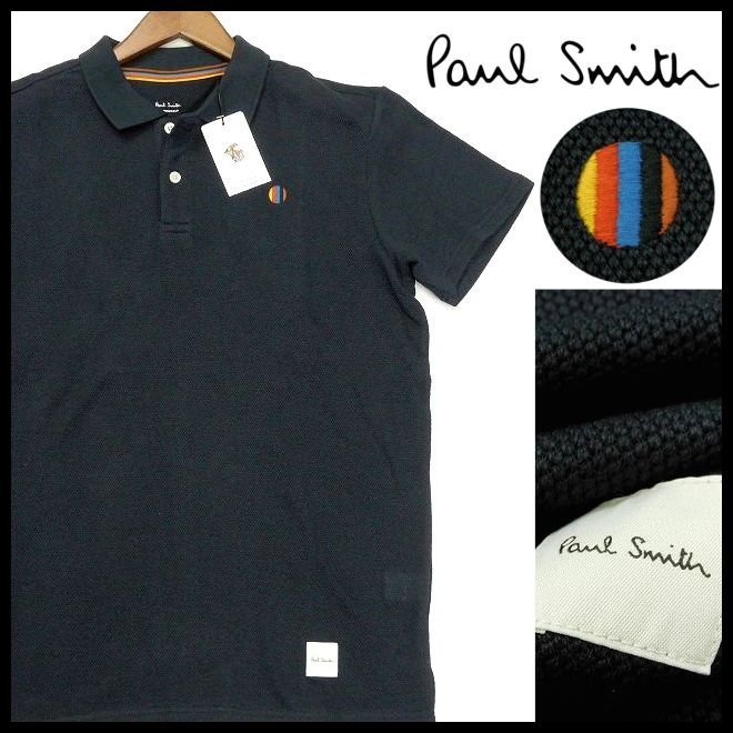 B2288 新品 正規品★Paul Smith ポールスミス★M 紺 マルチスポット刺繍 ドライタッチ 半袖 ポロシャツ メッシュ ロゴ メンズ