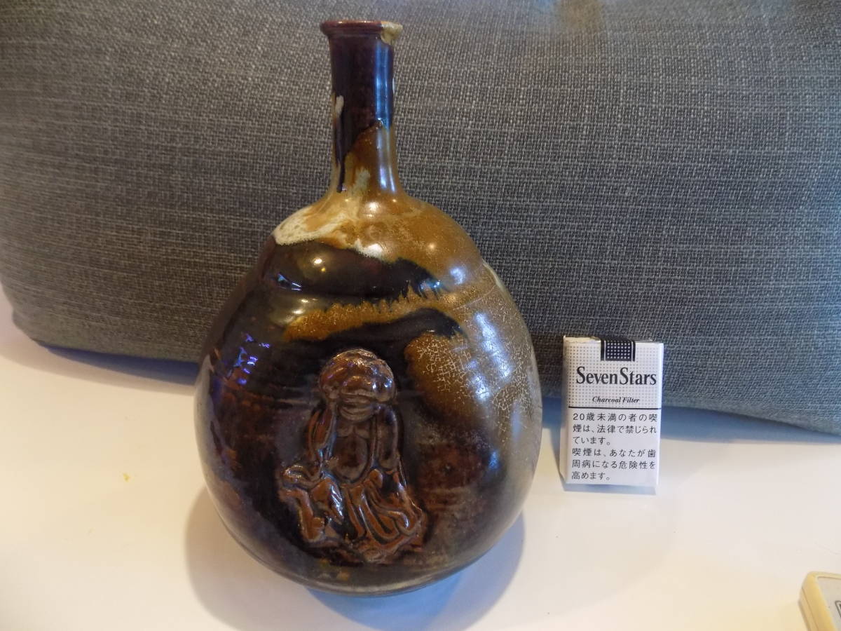 最愛 惜譲の一品 珍品 古高取焼 瓢型布袋尊像徳利 上野 - www