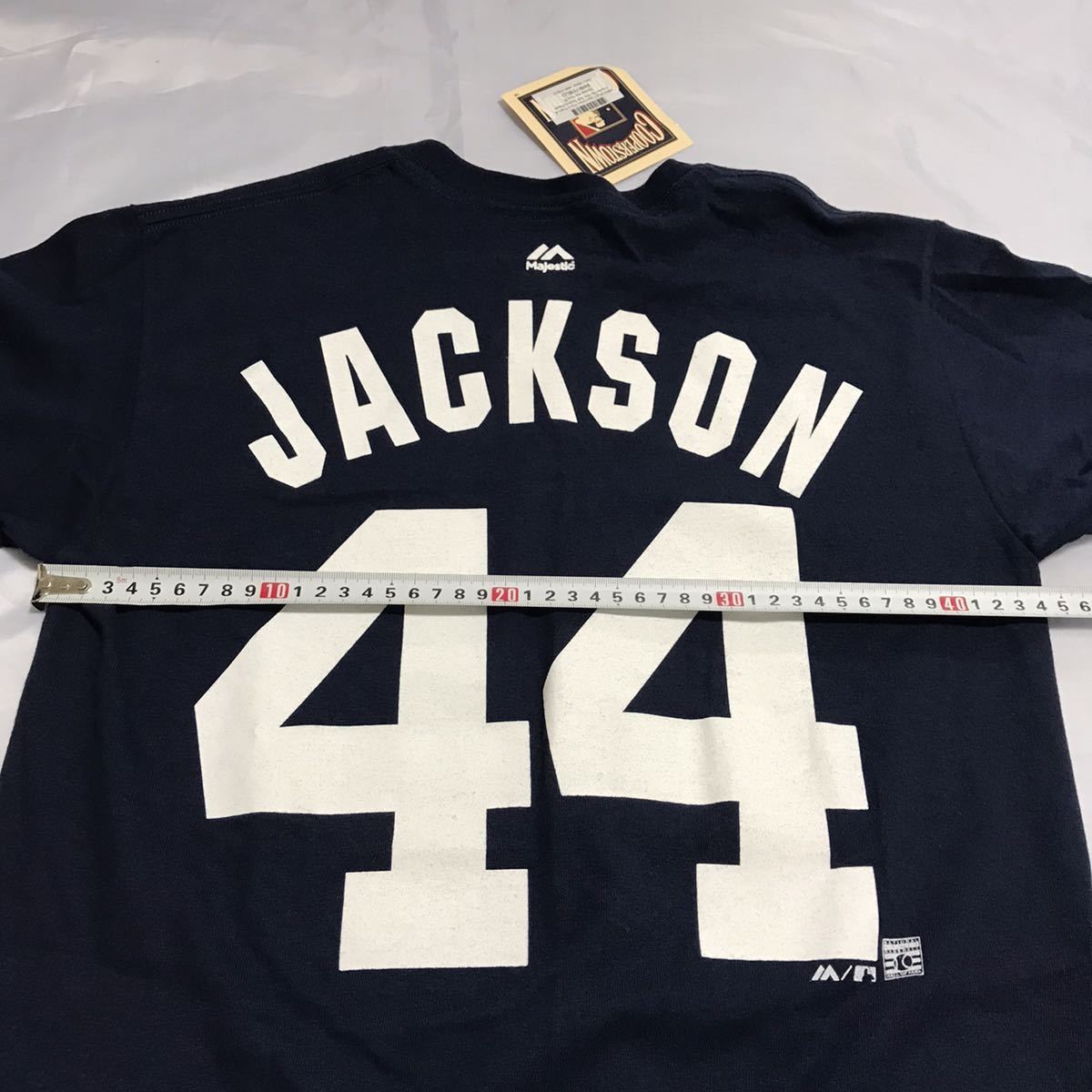 MLB ニューヨークヤンキース 永久欠番44 レジージャクソン メジャーリーグ殿堂入り メンズSサイズ 半袖Tシャツ Majestic マジェスティックの画像4