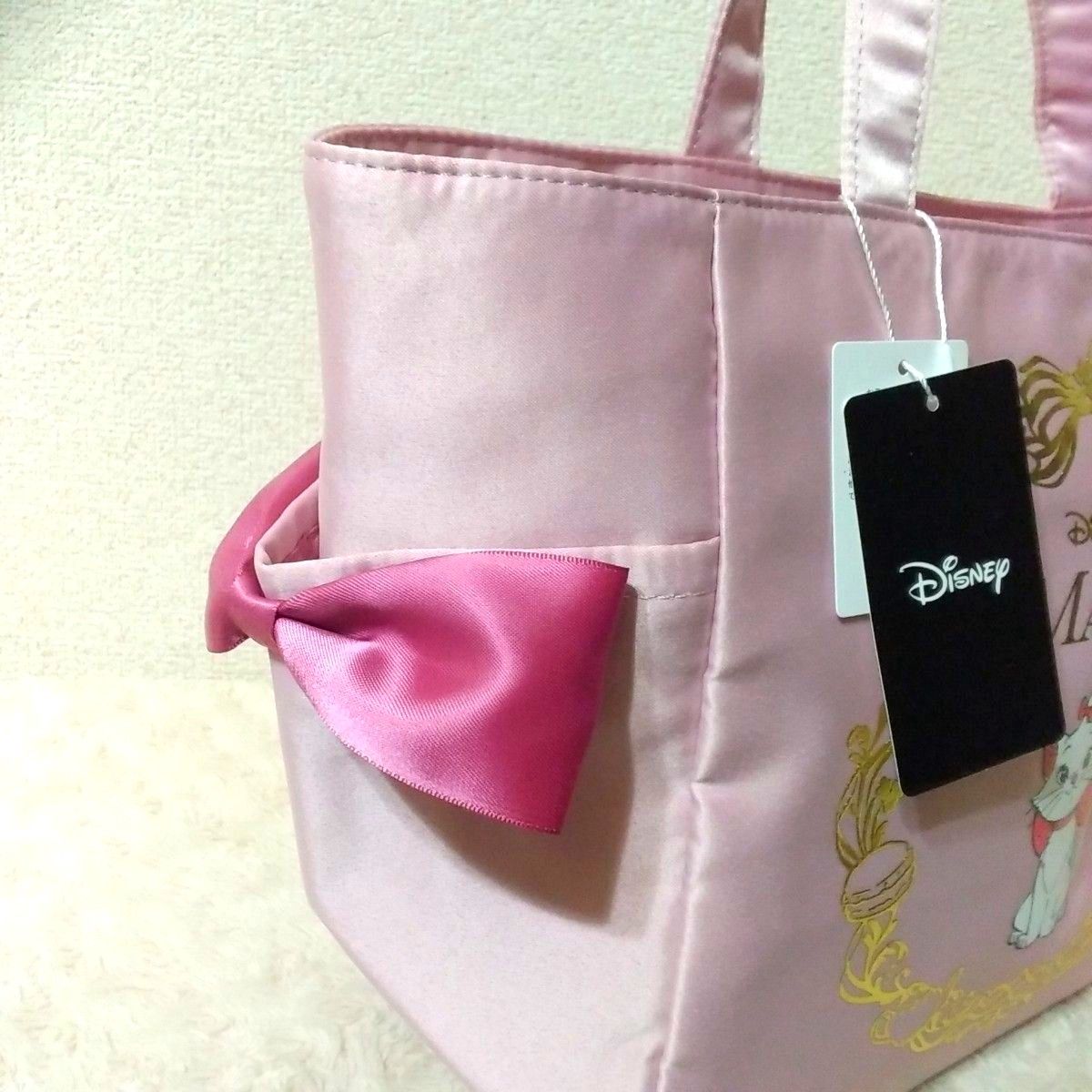 新品 メゾンドフルール ディズニー マリーちゃん サイドポケット トートバッグ ピンク サイドリボン おしゃれキャット バッグ