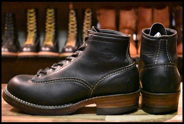 【8.5EE 良品 旧ロゴ 99年】WESCO ウエスコ カスタムジョブマスターLTT ブラック 黒 ビブラム705ダブルミッド 編み上げ ブーツ HOPESMORE_画像4