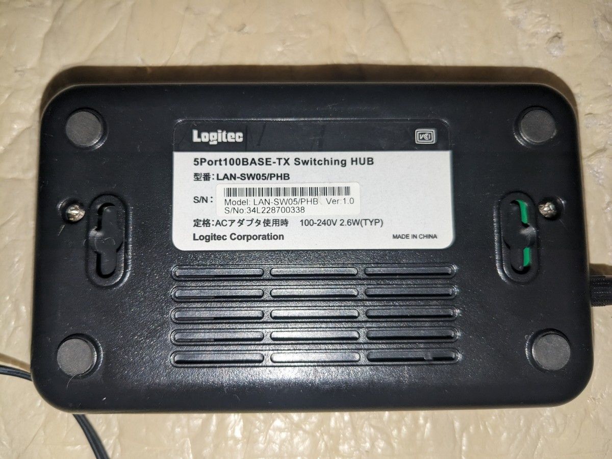 【通電のみ確認】ロジテック　5Port100BASE-TX Switching HUB　スイッチングハブ