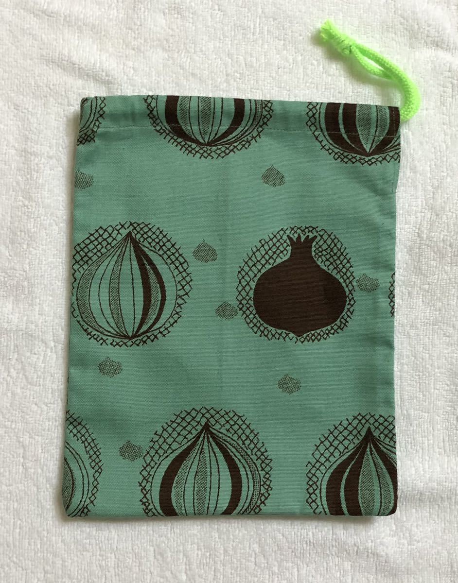 [YUWA cloth ] pouch * lunch sack * glass sack / sphere leek pattern * green A-28