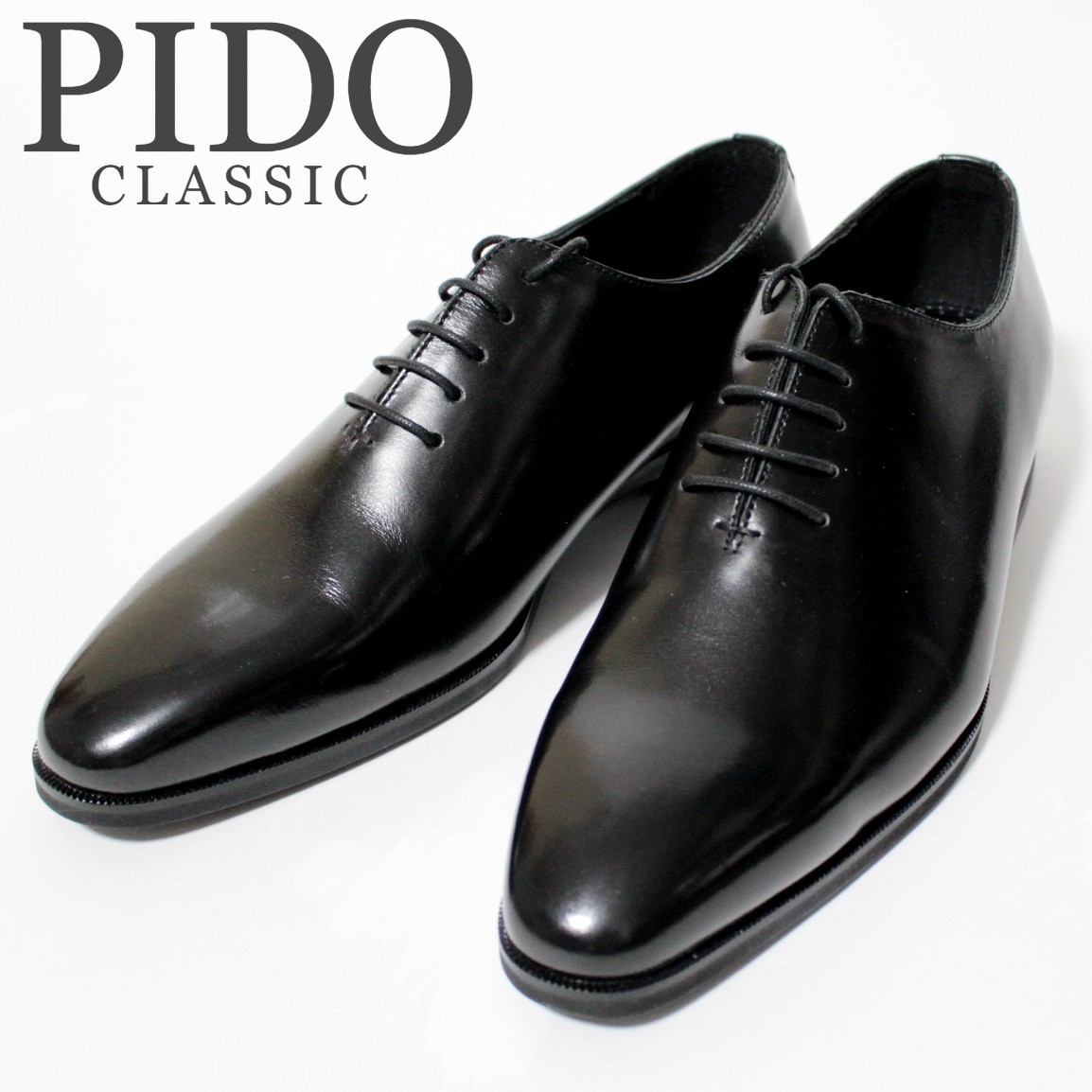 新品 PIDO ピドクラシック 日本製 内羽根 ベンチメイド プレーントゥ ビジネスシューズ 革靴 24.5cm 黒　Ｋ2449