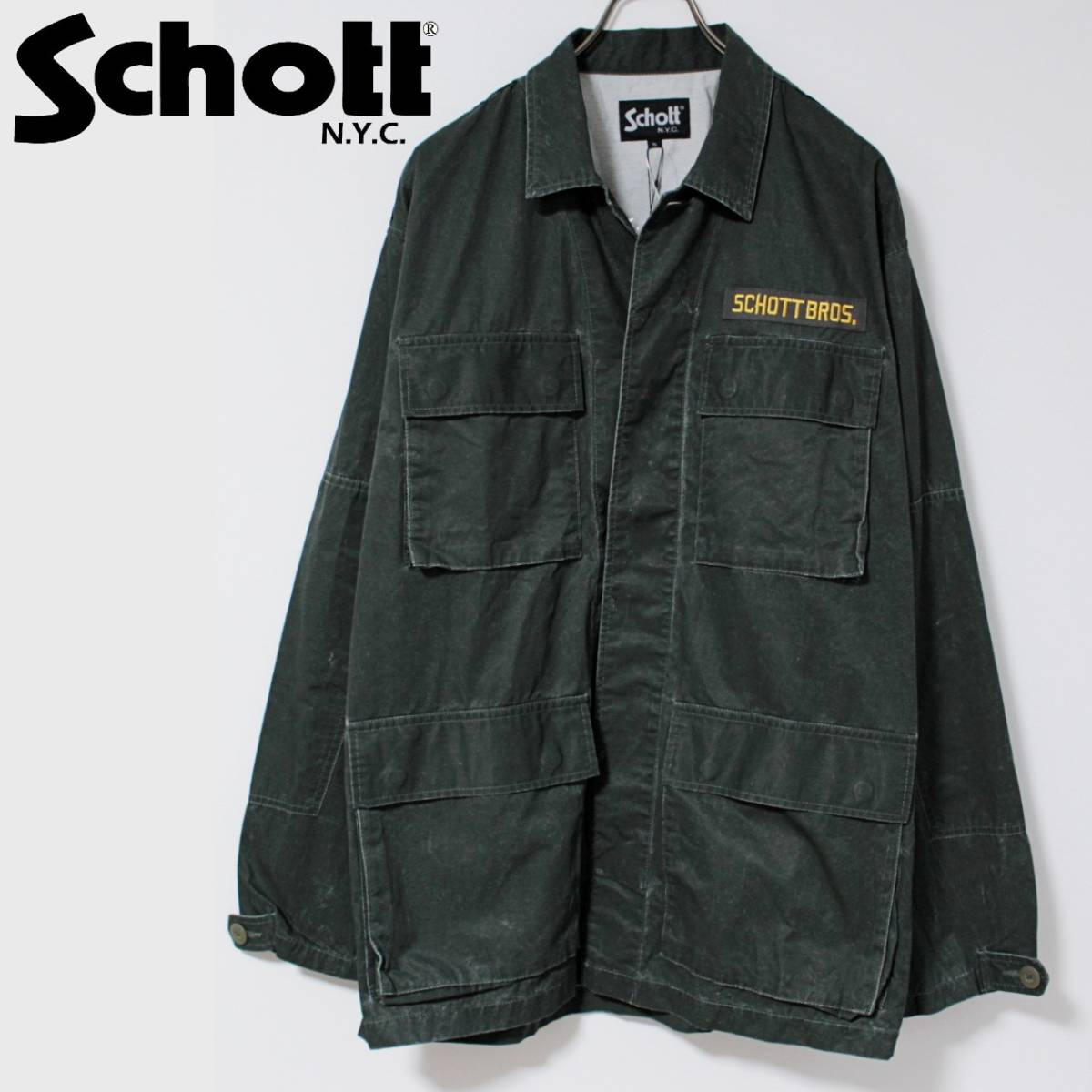 新品 Schott ショット ミリタリー バトルドレスユニフォーム ジャケット XLサイズ カーキ　Ｋ2440