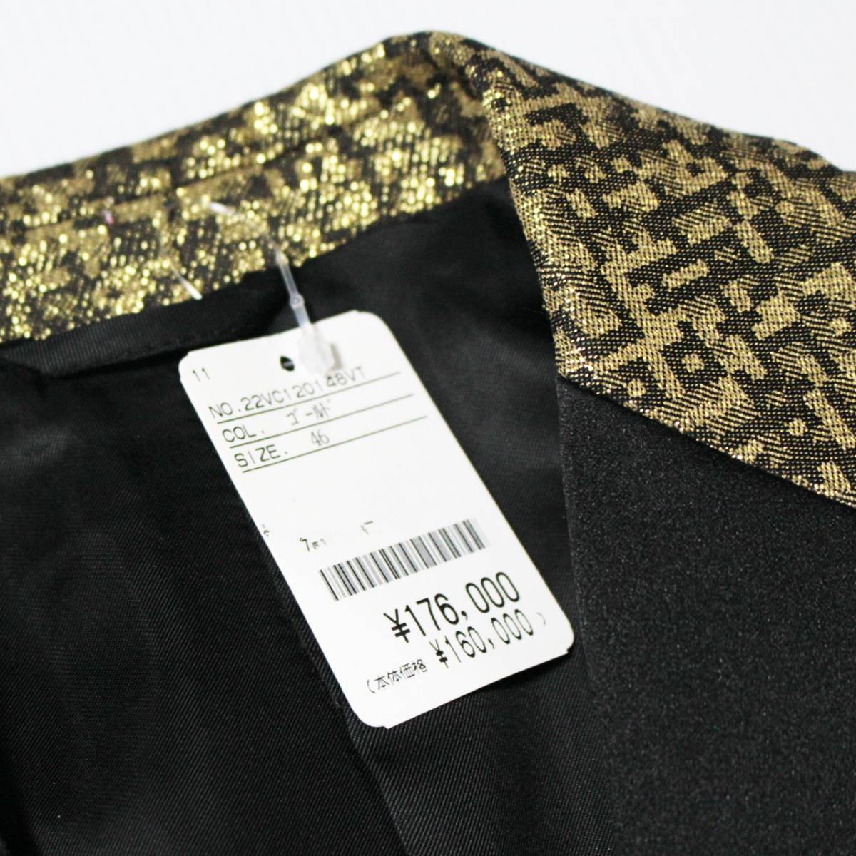 新品 ヴェルサーチ イタリア製 定価176000円 美麗荘厳な逸品 ゴールドジャケット 46（M）相当 金　Ｋ2497_画像8