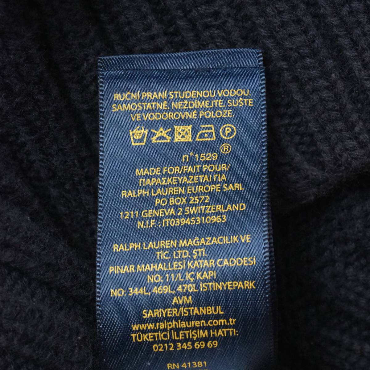 ラルフローレン　Ralph Lauren　ニット　セーター　ハーフジップ　星条旗柄　ネイビー　美品　メンズ