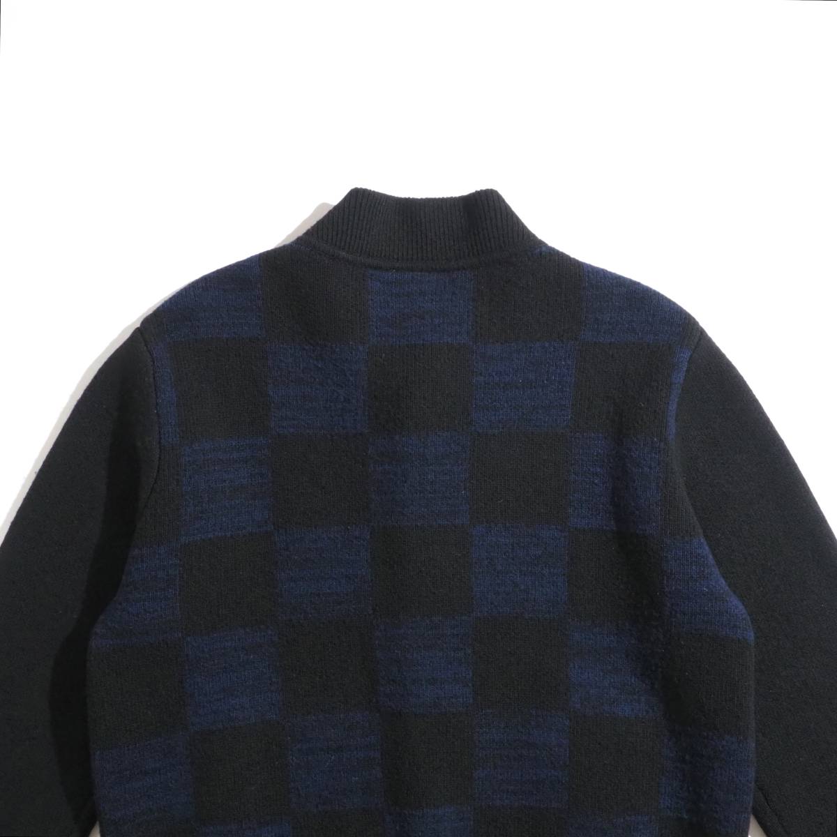 ラコステ　Lacoste　ウールジャケット　スタジャン　チェック柄　ブルー　美品　メンズ