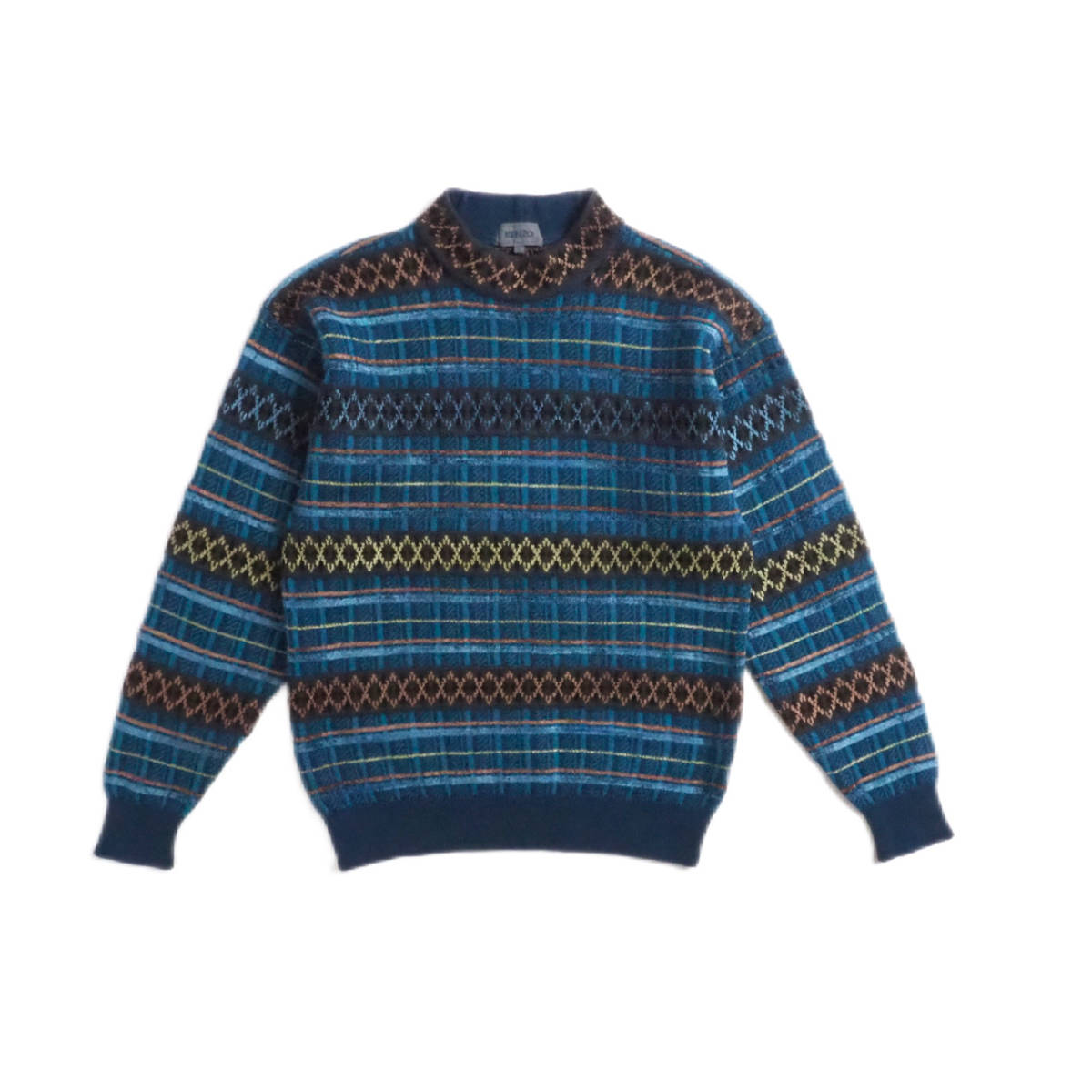 KENZO ケンゾー ニット セーター ハイネック 総柄 美品 メンズ