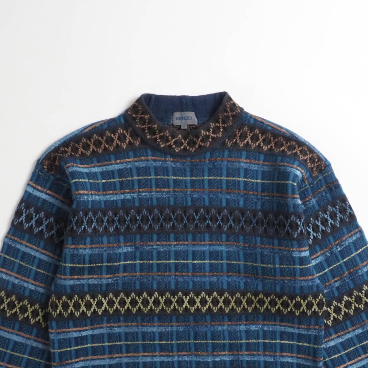 KENZO ケンゾー ニット セーター ハイネック 総柄 美品 メンズ