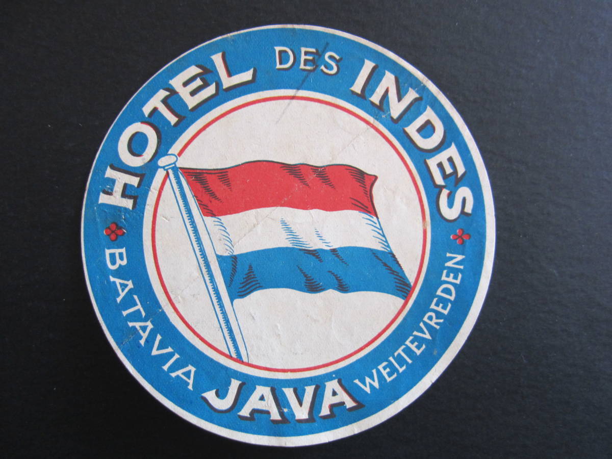  hotel label # hotel din tes# hotel te The ndo#HOTEL DES INDES#bata vi a# Java # Indonesia #1928 year # luggage label 