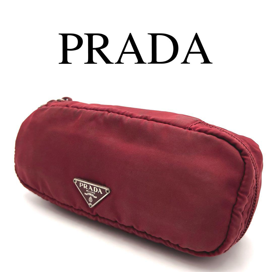 希少デザイン PRADA プラダ ポーチ 小物入れ ロゴプレート ナイロン-