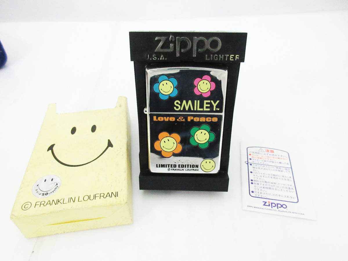 N7907【ZIPPO】ジッポー オイルライター★FRANKLIN LOUFRANI SMILEY Love&Peace フランクリン・ルフラーニ スマイリー★500個限定★未使用_画像2