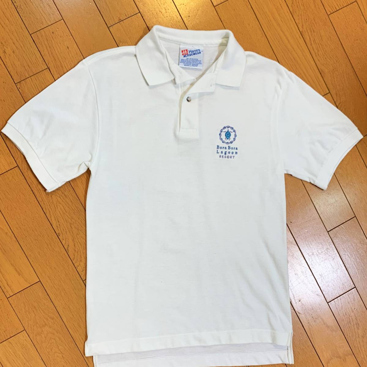 HANES制 白 ポロシャツ Sサイズ Tahiti