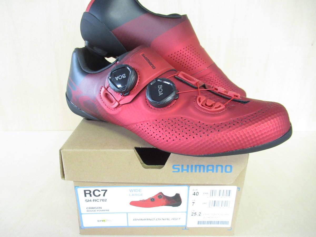 シマノ RC702　赤　ワイド EU40　25.2cm　ロード　SPD-SL　幅広