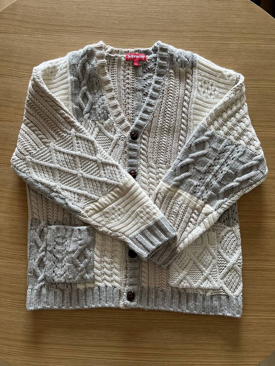 supreme Patchwork Cable Knit Cardigan /size L(カーディガン)｜売買