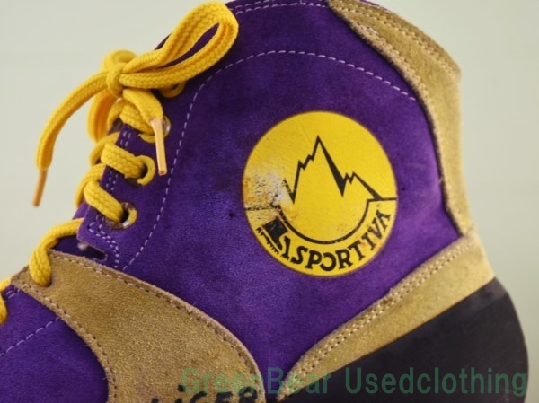 W923◆イタリア製 スポルティバ La Sportiva ビンテージ クライミングシューズ ムラサキ×黄 EU46_画像7