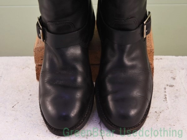 X166*USA made Vintage engineer boots steel tu handsome is good taste black black men's 26cm about 