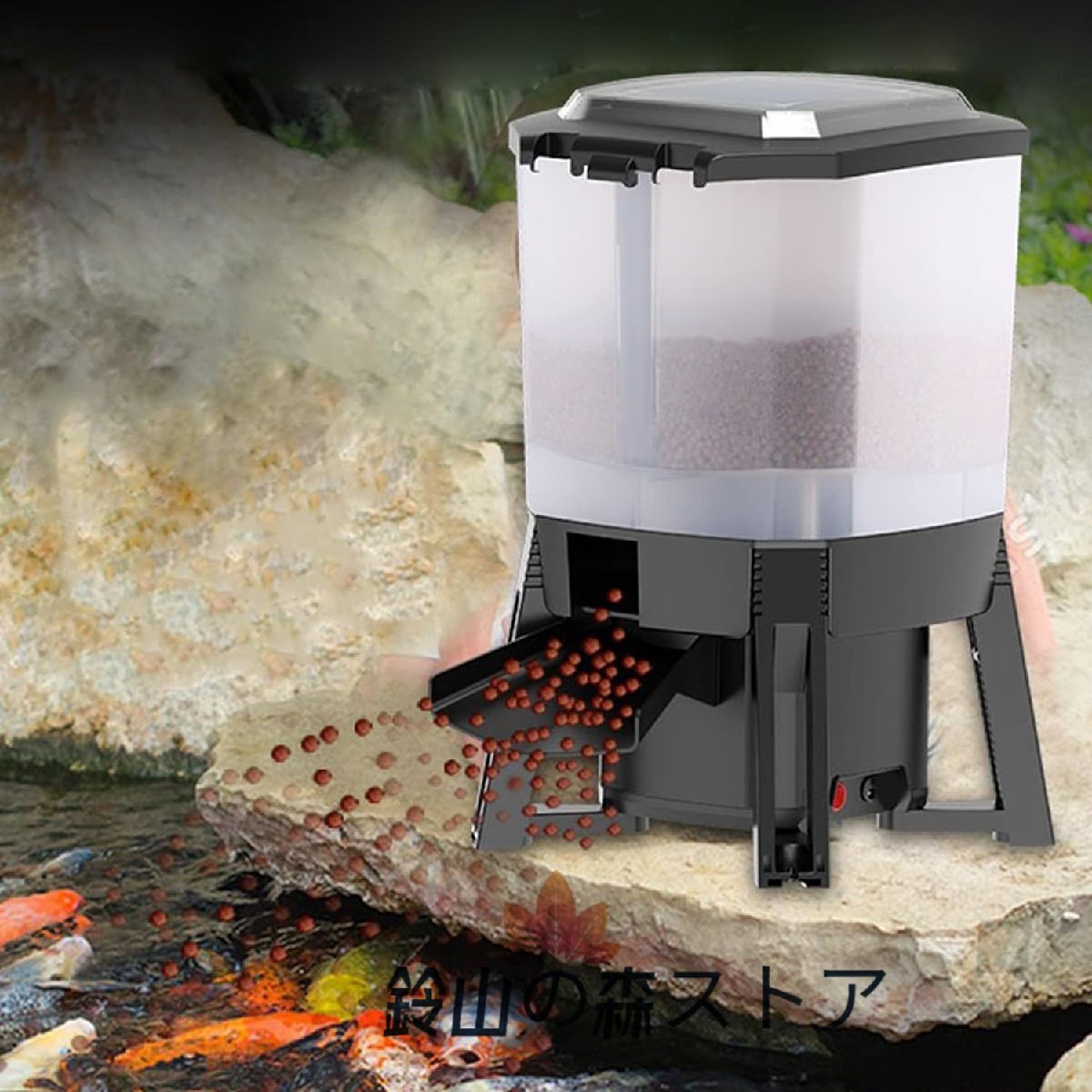 希少新品！LEDディスプレイ 簡単な操作 魚自動給餌器 ソーラー 屋内屋外魚のいる池用 6L大容量 スマートタイマー 120°分散給餌設計 湿気防